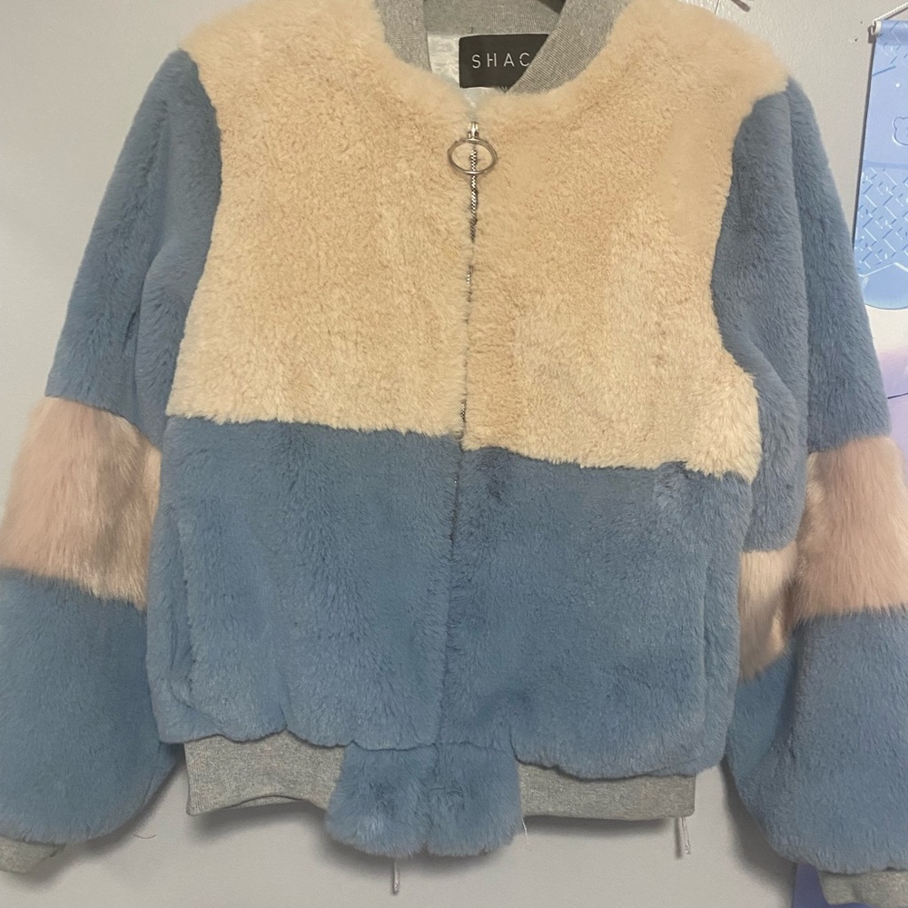 SHACI the label Pastel Fur Bomber Jacket